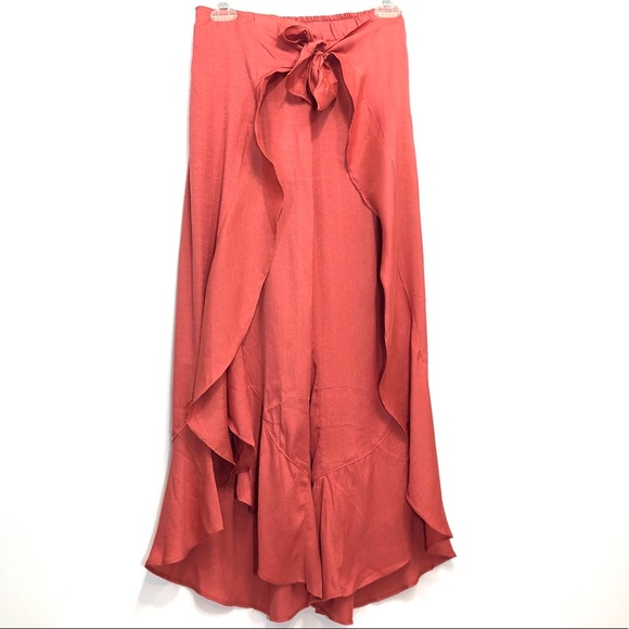 UMGEE Clay Orange High Waist Ruffled Capris - Picture 3 of 8